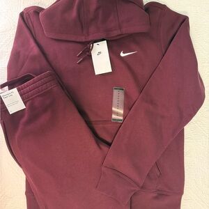 Nike Burgundy Club Fleece Hoodie and Joggers Set